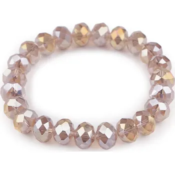 Náramek Náramek pružný z broušených korálků s AB efektem, malé, 3 béžová AB