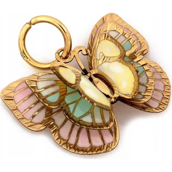 Přívěsek Zlatý přívěsek motýl s emailem 585 14k 0.82g