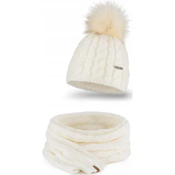 Čepice Dámská zimní sada Pamami ecru šála čepice POLSKÝ elegantní silná