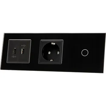 vypínač Jednoduchý dotykový vypínač, pod omítku Livolo černý VL-C701G2USB-62