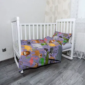 Povlečení Sablio Mikroplyšové dětské povlečení do postýlky Animované safari - 100x135 / 40x60