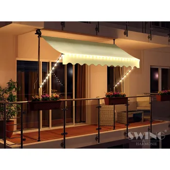 Markýza BALKÓNOVÁ/TERASOVÁ ZACÍNACÍ MARKÝZA S LED OSVĚTLENÍM 300 cm - KRÉMOVÁ