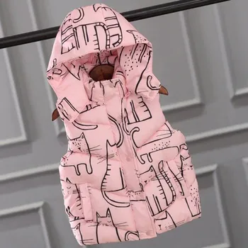 Dívčí vesta Dětská vesta s kočkami L1965 růžová 12