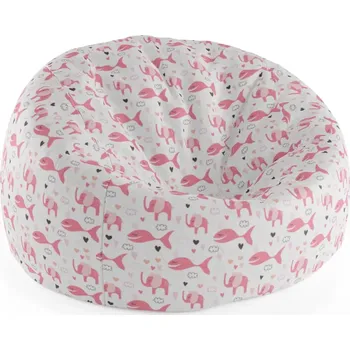 Sedací pytel Sablio Sedací vak Cocoon Růžové rybky a sloni - 115 x 75 x 45 cm