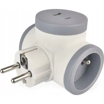 Napájecí kabel Rozbočka 2× 1×USB-A+1×USB-C, bílo-šedý