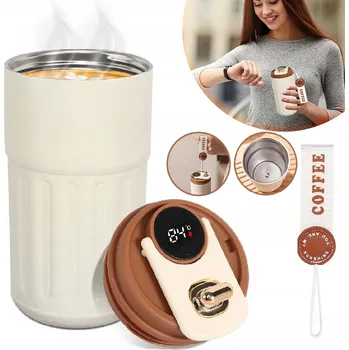 CESTOVNÍ HRNEK 450ML, LÁHEV NA VODU S UKAZATELEM TEPLOTY, NEPROPUSTNÝ