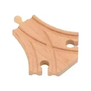 Dřevěná hračka Dřevěná malá rozdvojená kolej 9,1 x 9 x 1,2 cm Rozdělení tratě do dvou směrů Univerzální spojovací díl pro tvorbu větví dřevěné vlakové dráhy