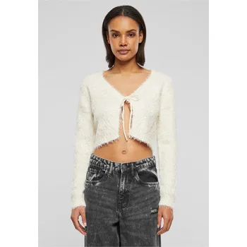 Dámský svetr Ladies Tied Cropped Feather Cardigan - whitesand S
