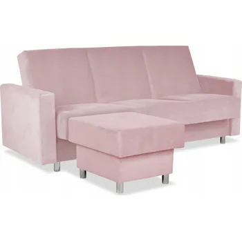 Sedací souprava Rohová Sedací Souprava Alice s taburetem rozkládací pohovka Family Meble růžová