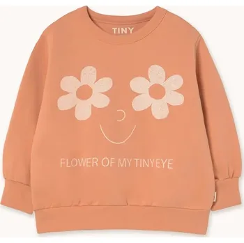 Chlapecká mikina Dětská bavlněná mikina Tinycottons FLOWERS EYES GRAPHIC SWEATSHIRT AW25.285 hnědá 82X, vel. 92