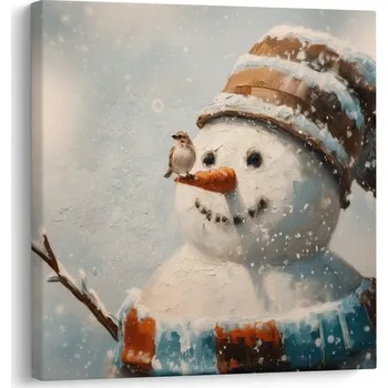 Obraz Dovido Vánoční obraz sněhulák a přítel vrabec