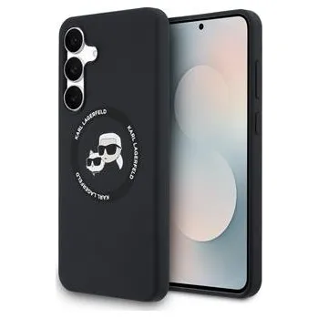 Pouzdro na mobilní telefon Karl Lagerfeld Liquid Silicone K&CH Heads MagSafe Zadní Kryt pro Samsung Galaxy S25 FE Black