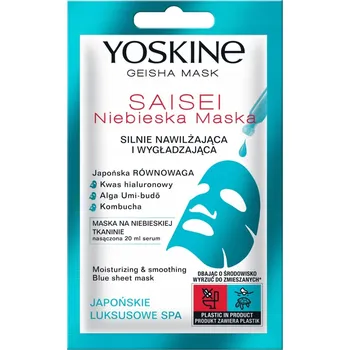 Pleťová maska Textilní maska maska Yoskine Geisha na modré látce Saisei