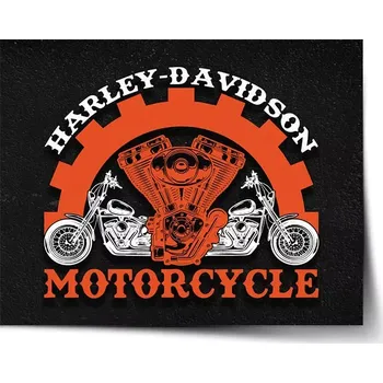 Plakát Sablio Plakát Harley-Davidson motor Černé pozadí - 60x40 cm