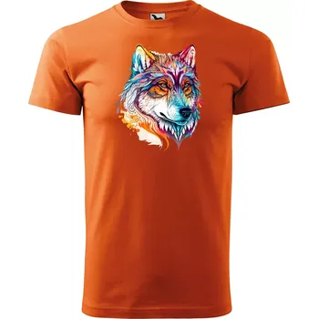 Pánské tričko Sablio Tričko s potiskem Wolf paint 2 - oranžové M
