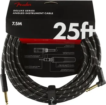 Příslušenství ke zvukové technice Fender Deluxe Series 25' Instrument Cable Black Tweed Angled + prodloužená záruka 3 roky