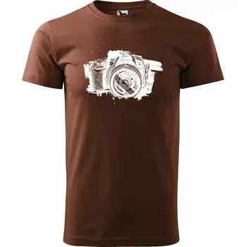 Pánské tričko Sablio Tričko s potiskem pro fotografa s fotoaparátem - hnědé S