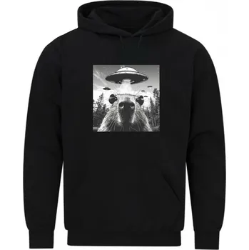 Pánská mikina Pánská mikina Únos Kapybary UFO (Velikost: 5XL, Barva: Černá)