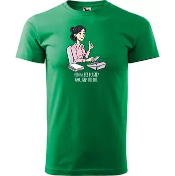 Pánské tričko Sablio Tričko s potiskem pro účetní Hrdina bez pláště? Ano, jsem účetní - zelené 2XL