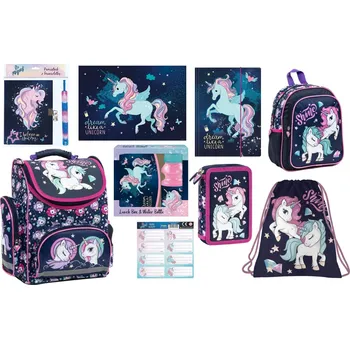 Školní batoh Zvýhodněná školní sada s aktovkou Unicorn jednorožec 10 ks