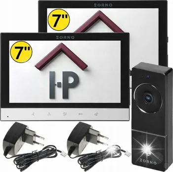 Videotelefon 2 DVA LCD MONITORY 7" Domovní telefon Paměť Menu PL Branka Vrata ORNO