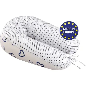 Kojící polštář Bomimi ADOS kojící polštář 150x30, SRDÍČKA-puntíky modrá/bílá