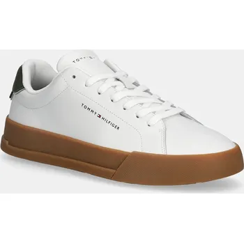 Pánská obuv Kožené tenisky Tommy Hilfiger TH COURT LTH DETAIL ESS FM0FM05367 bílá 00C, EUR 43