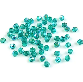 Dětské navlékací korálky Skleněné korálky broušené ohňovky 3 mm, malé, 12 50720/28701 tyrkys sv. AB