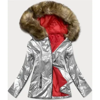 Dámská cargo bunda Dámská zimní bunda se stříbrným metalickým efektem, odstíny šedé M (38) i392_17675-47