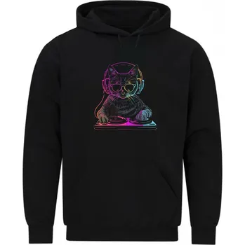 Pánská mikina Pánská mikina Techno DJ Kočka (Velikost: 5XL, Barva: Černá)