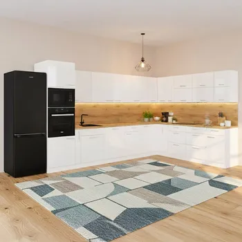 Kuchyňská linka Kuchyňská linka LARA wh | ve tvaru L | 410x260 cm | verze B | UNI | zásuvky PREMIUM BOX | bílá lesk