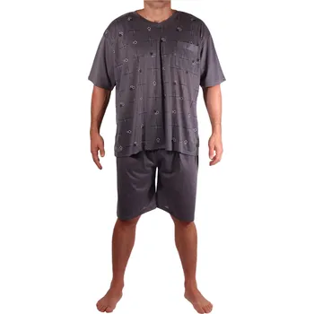 Pánské pyžamo Marek pyžamo s krátkým rukávem 5F-795-28 3XL tmavě šedá