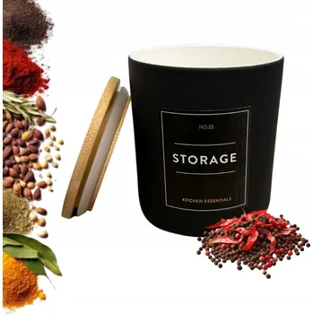 Dóza na potraviny KERAMICKÁ DÓZA S BAMBUSOVÝM VÍKEM NA KÁVU, ČAJ, CUKR