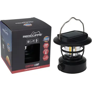 Stojací lampa ČERNÁ CAMPINGOVÁ LAMPA SVÍTILNA NABÍJENÍ USB A SOLÁRNÍ REDCLIFFS