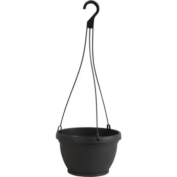 Květináč AbLine Závěsný květináč s podložkou na klip 27,5 cm Lipari, antracit