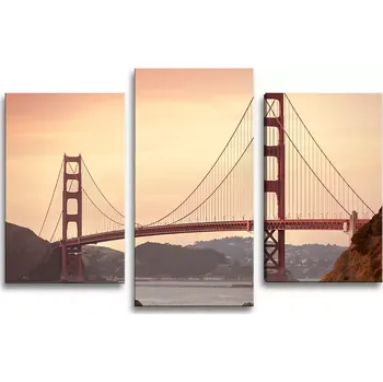 Obraz Sablio Obraz - 3-dílný Golden Gate 2 - 75x50 cm