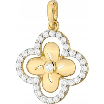 Přívěsek Zlatý přívěsek Au 585 ČTYŘLÍSTEK se Zirkony 14k