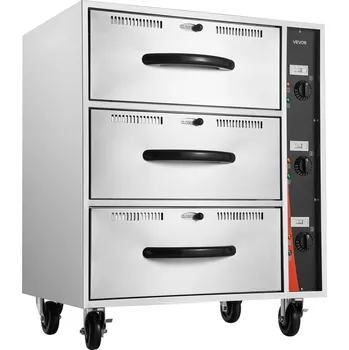 Vevor Elektrická zásuvková ohřívačka jídla 3 zásuvky, nerez, stojící 30–85℃