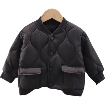 Dívčí bunda Dětská zimní bunda z polyesteru a bavlny Unisex teplá bunda na patenty s kapsami Pohodlná zimní bunda pro děti Hřejivý zimní kabátek černá 4
