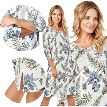 Dámské noční prádlo Noční košile Taro Ariana 2981 01 bílá noční s 3/4 rukávy nad kolena Košile S