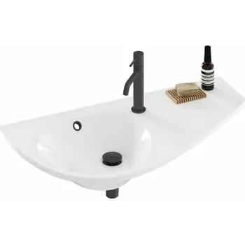 Umyvadlo RAVAK Umyvadlo Ravak Avocado 85 závěsné, s otvorem pro baterii, s přepadem, bílá, pravé, XJ1P1100000 XJ1P1100000