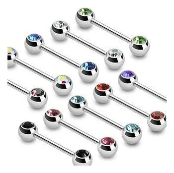 Piercing Piercing do bradavky chirurgická ocel s kamínky HWBS32 (tmavě modrá)
