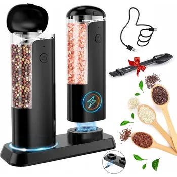 Kuchyňský mlýnek ELEKTRICKÝ MLÝNEK NA PEPŘ A SŮL S PODSTAVCEM, REGULACE HRUBOSTI MLETÍ