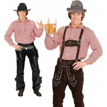 Pánská košile BAVARSKÁ KOŠILE ČERVENÁ KOSTKA OKTOBERFEST vel. L