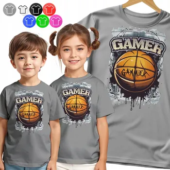 Chlapecké oblečení DĚTSKÉ TRIČKO - GAMER BASKETBALL MÍČ PAD PRO CHLAPCE - VELIKOST L