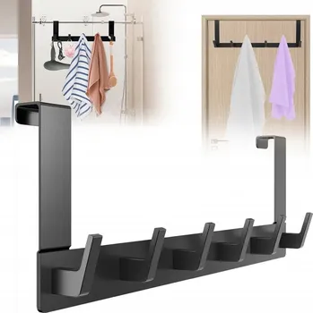 Věšák HÁČEK NA DVEŘE, ŠATNA NA DVEŘE SE 6 HÁČKY, VĚŠÁK NA OBLEČENÍ 40 CM