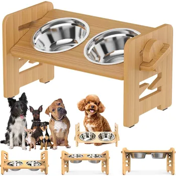 Miska pro psa MISKY PRO PSA NA STOJANU DVOJITÁ MISKA NASTAVITELNÁ SKLON 15° PRO KOČKY