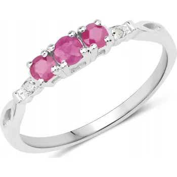 Prsten STŘÍBRNÝ PRSTÝNEK S RUBÍNY A DIAMANTY