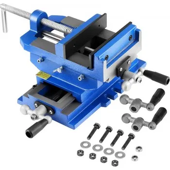 Svěrák Svěrák pro vrtačku VEVOR s křížovým posuvem, šířka čelistí 6 palců, 2cestný stolní svěrák v ose XY, maximální rozevření čelistí 5,7 palce, odolná litinová ocel, upínací svorka pro pracovní svěrák, pro vrtačky a frézky do dřeva