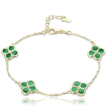 MINET Pozlacený stříbrný náramek čtyřlístky s malachitem JMAS7058GB20